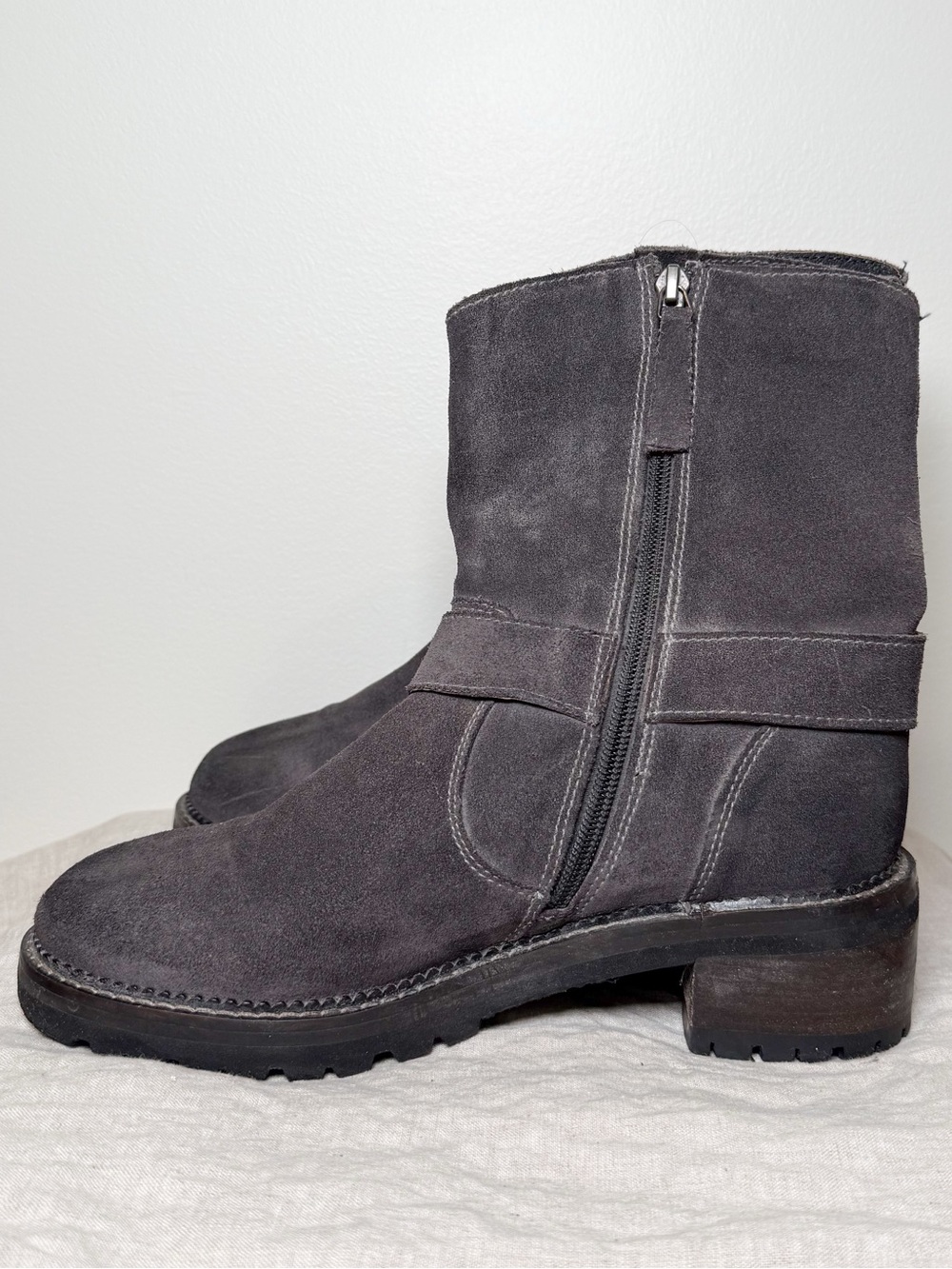 Women's Roan Gray Suede Zip-Up Harness Boots - Picture 2 of 5